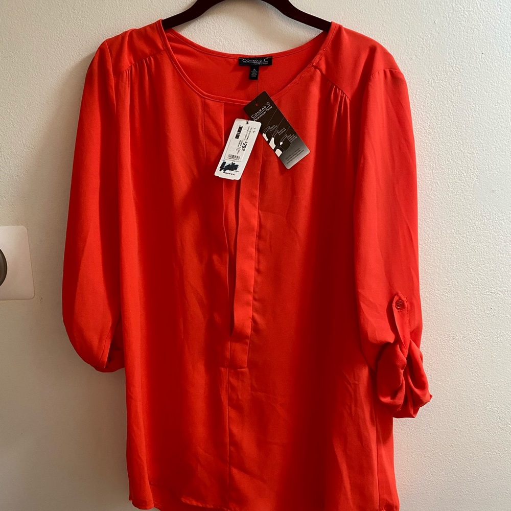 Conrad C size 6 red 3/4 sleeve